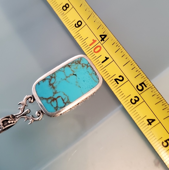 Reversible Turquoise & Lapis SST Pendant - Picture 8 of 8